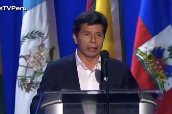 El presidente Pedro Castillo, brindó esta noche un discurso en la inauguración de la IX Cumbre de las Américas en los Ángeles, California. ( Foto: Captura de TV Perú)