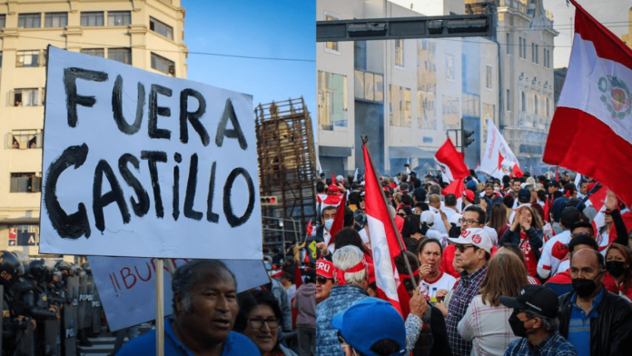 “¡Fuera, corrupto!”, “¡No es un presidente, es un delincuente!” y “¡Fuera, Castillo!” eran los gritos mas entonados de los miles de manifestantes.