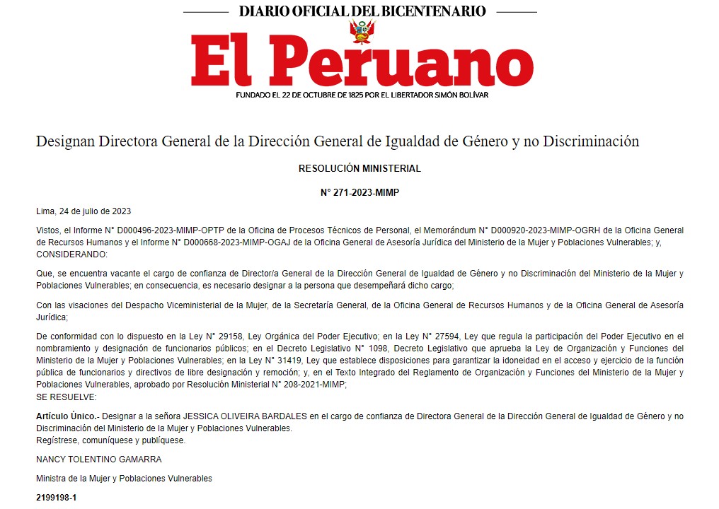 Norma publicado en El Peruano