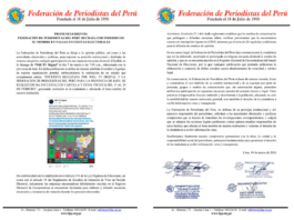 PRONUNCIAMIENTO: FEDERACIÓN DE PERIODISTAS DEL PERÚ RECHAZA USO INDEBIDO DE SU NOMBRE EN FALSAS ENCUESTAS ELECTORALES
